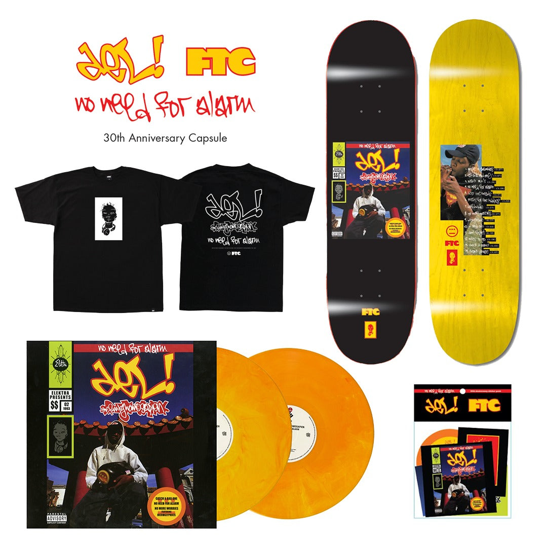 'No Need For Alarm' 30th Anniversary Capsule #1 - FTC Collab Commemorative Skateboard, Shirt and Sticker Pack + Double Vinyl Re-release