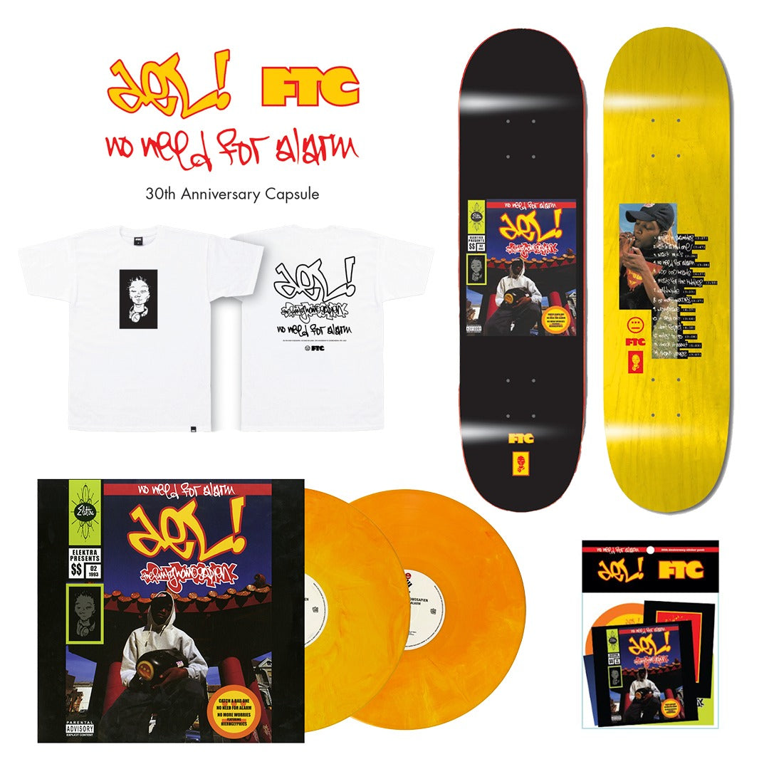 'No Need For Alarm' 30th Anniversary Capsule #2 - FTC Collab Commemorative Skateboard, Shirt and Sticker Pack + Double Vinyl Re-release