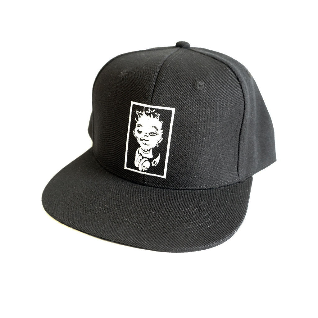 Del Face Snapback Hat, Black