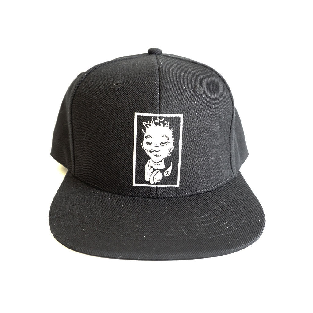 Del Face Snapback Hat, Black